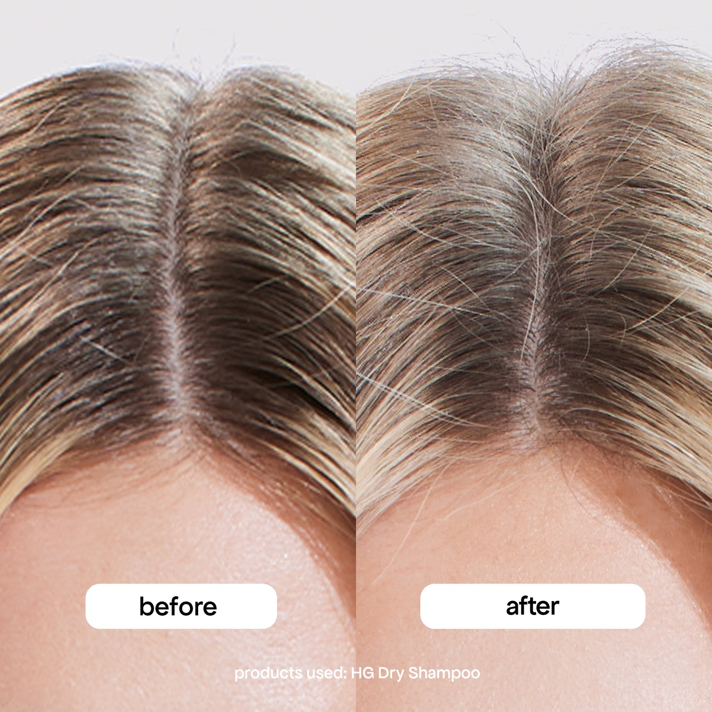 before and after dry shampoo