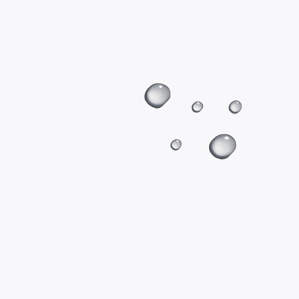 Five gray bubbles of varying sizes on a white background