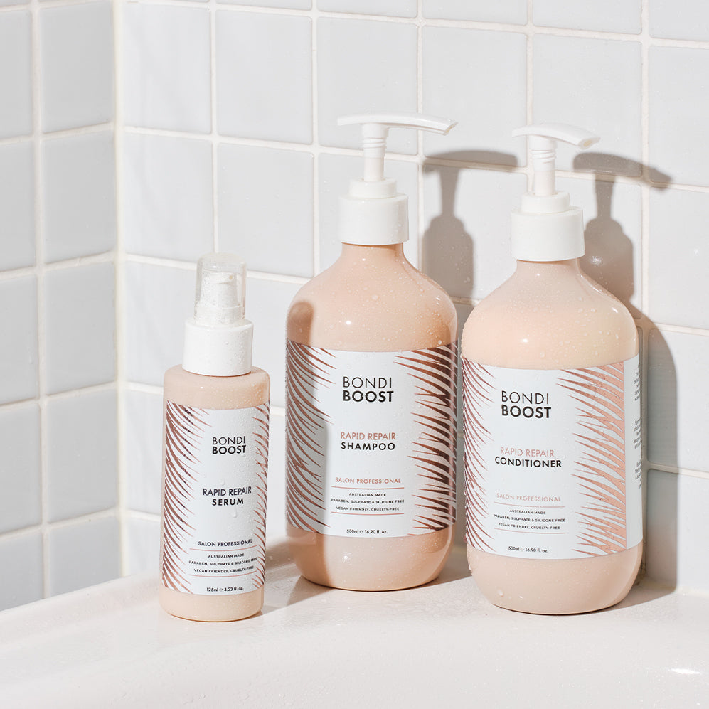 Rapid Repair Trio (500ml) - Reparative Shampoo + Conditioner + Serum