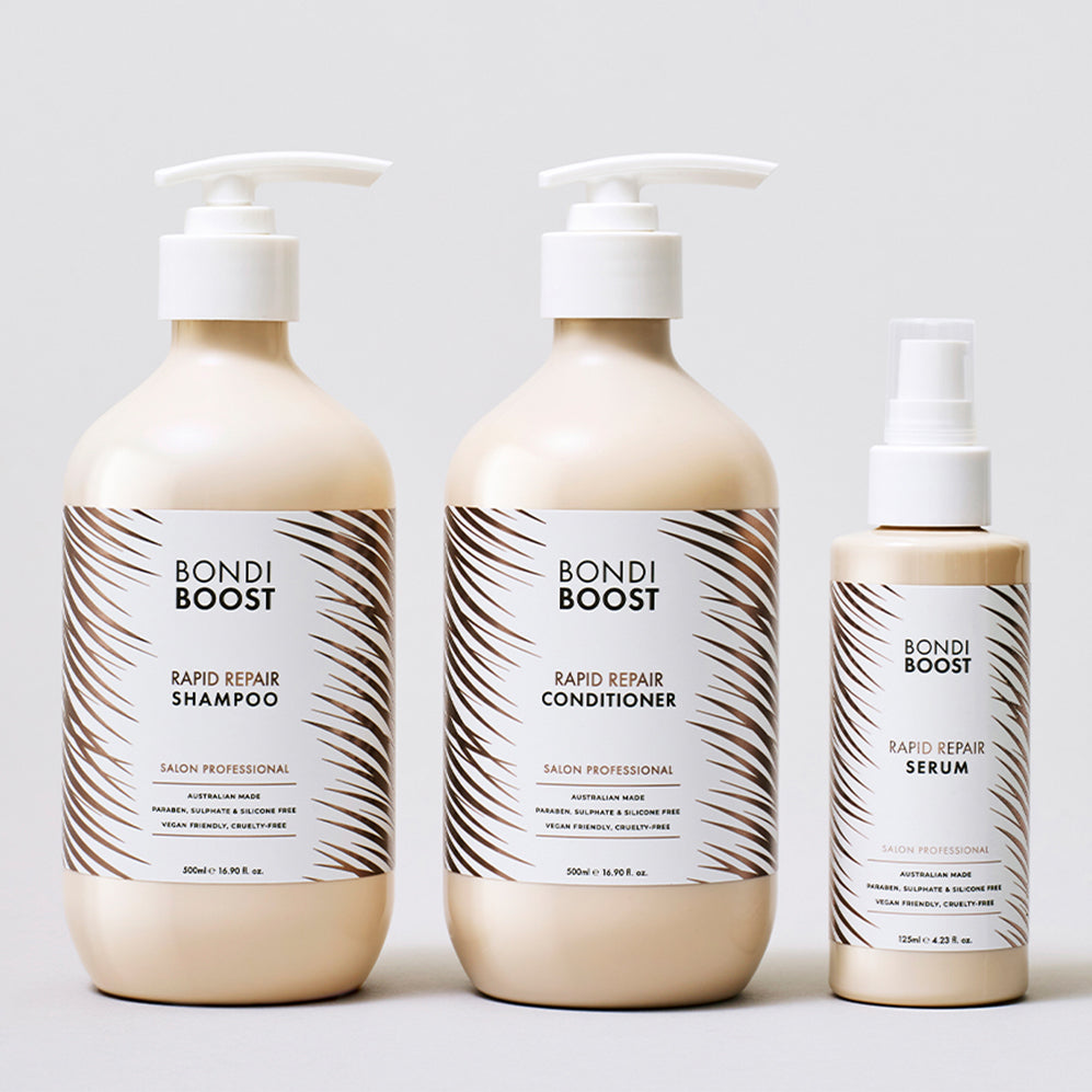 Rapid Repair Trio (500ml) - Reparative Shampoo + Conditioner + Serum
