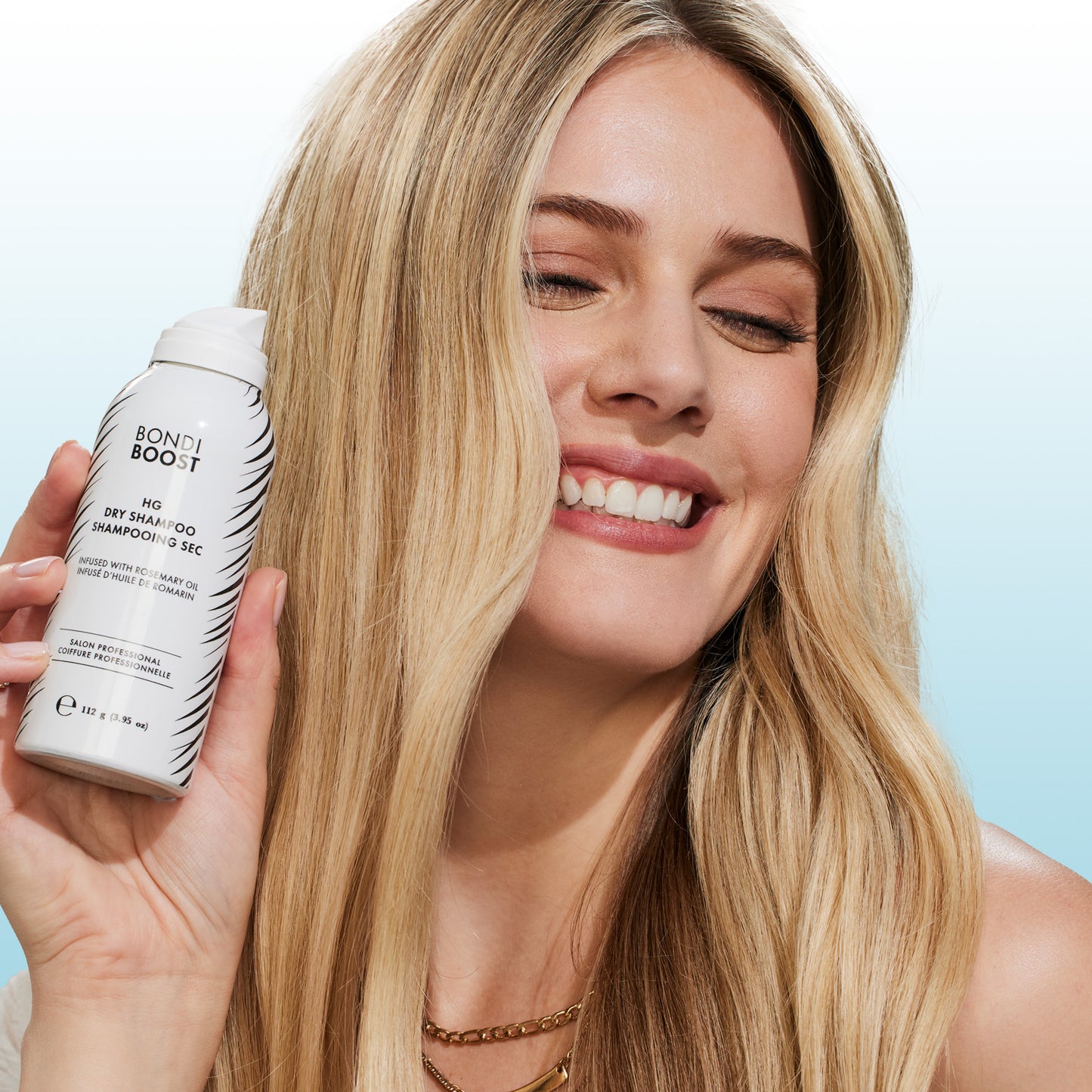 model with our dry shampoo